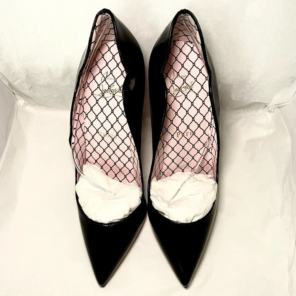 Christian Louboutin HotChick 100mm. Black patent Lin Resille edition. EU38